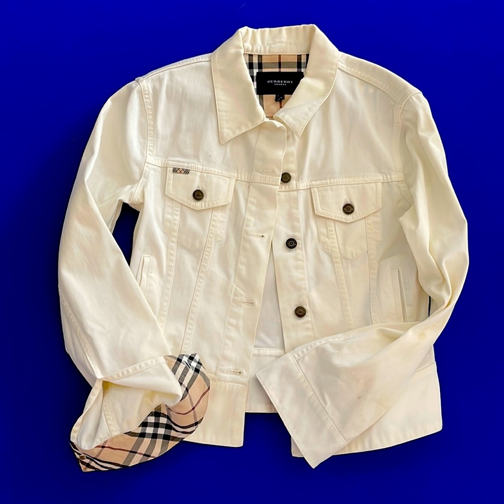 Burberry, Off-White/Cream Jacket, USA Size 10 (Made in Italy)